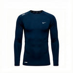 Camiseta Manga Larga Deportiva Azul Oscuro Para Hombre Ref. CAMBU01