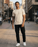 Camiseta 36023 Básica Crema Para Hombre