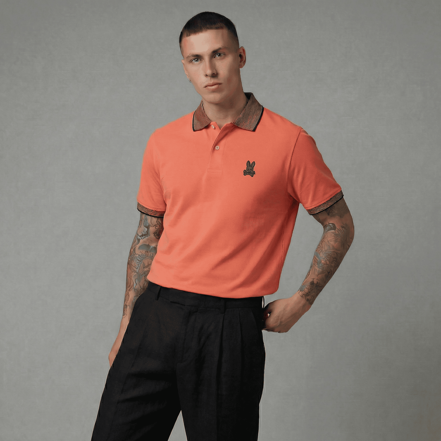 Camiseta 185017 Tipo Polo Naranjada Para Hombre