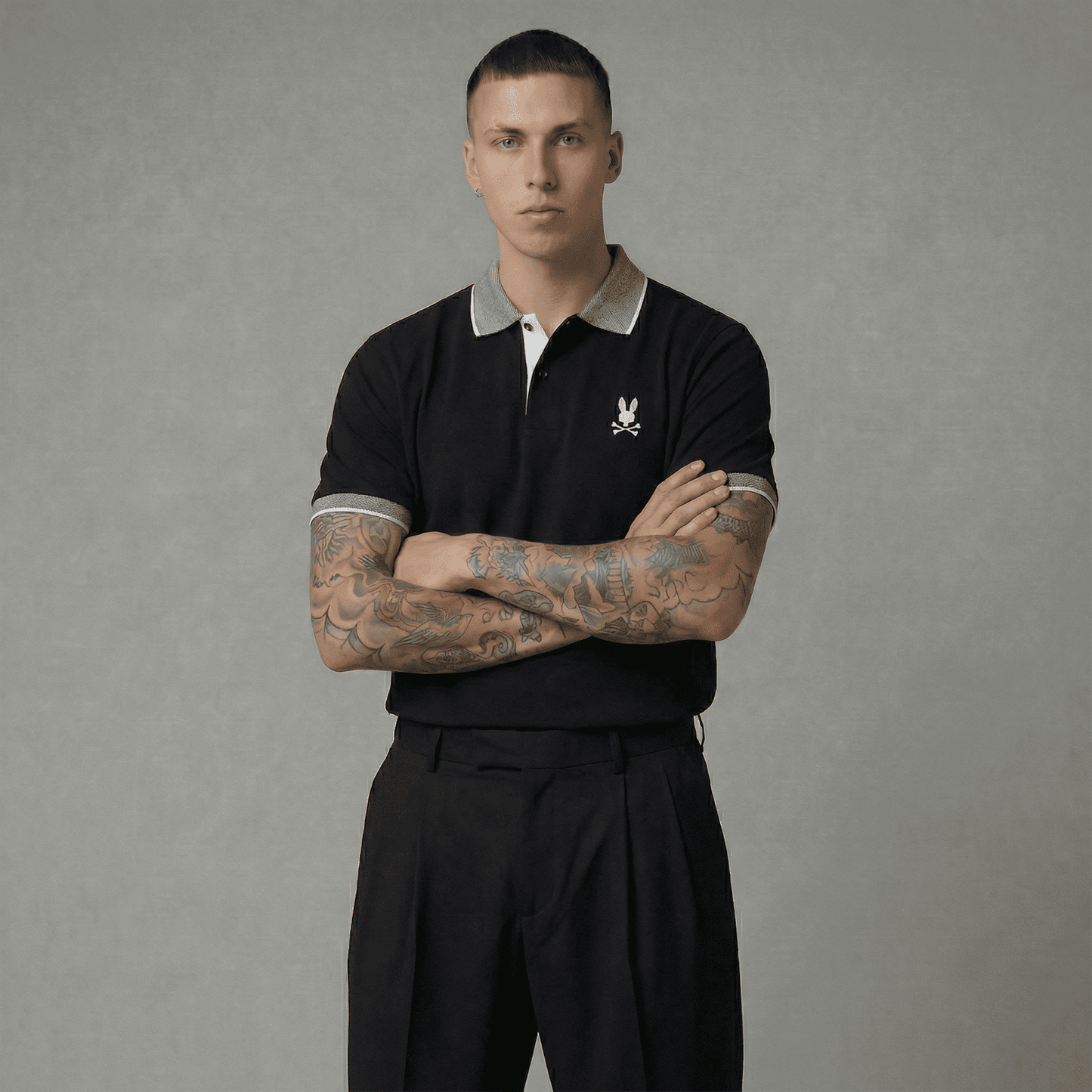 Camiseta 185017 Tipo Polo Negra Para Hombre