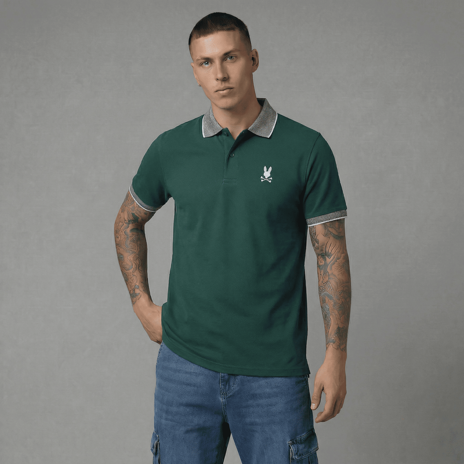 Camiseta 185017 Tipo Polo Verde Para Hombre