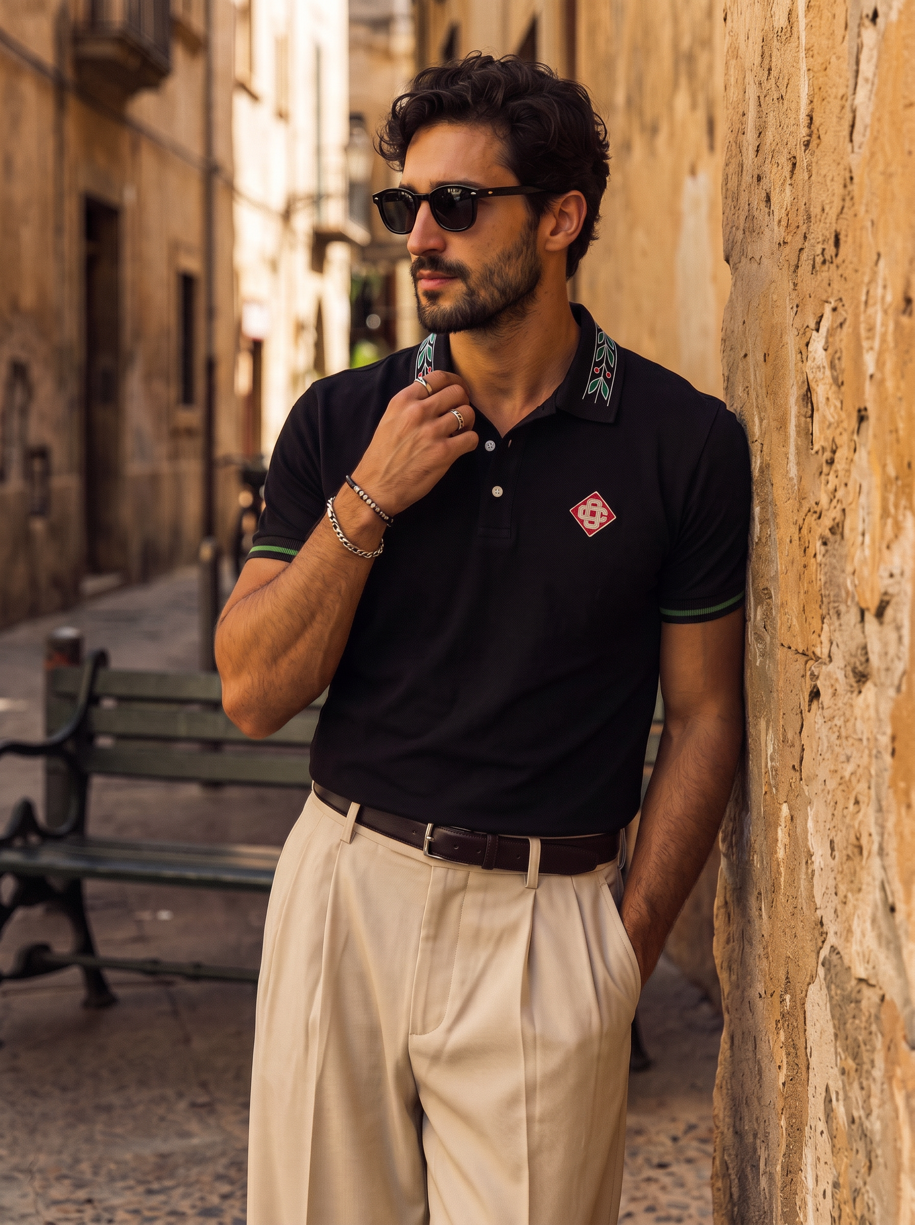 Camiseta 185036 Tipo Polo Negro para hombre