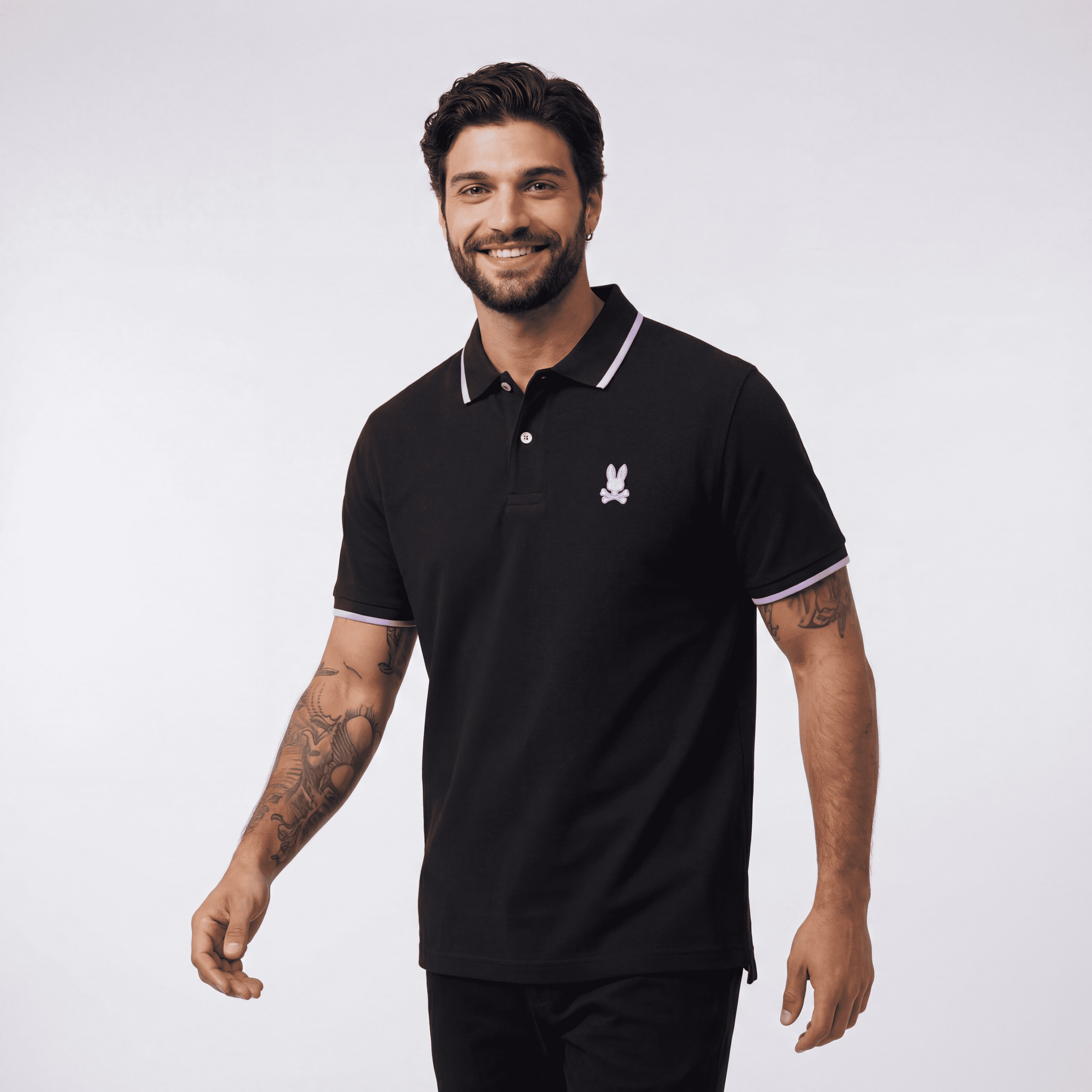 Camiseta 22335# Tipo Polo Negra Para Hombre
