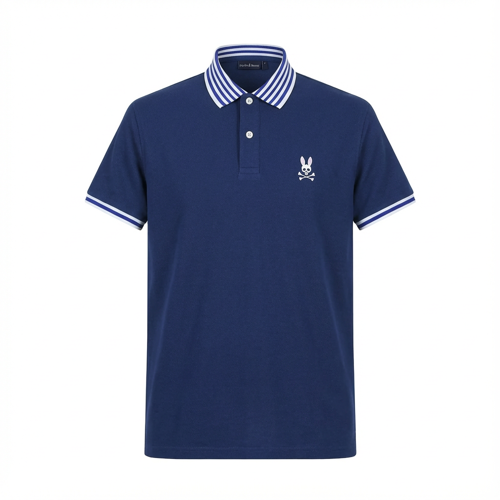 Camiseta 22347# Tipo Polo Azul Oscuro Para Hombre