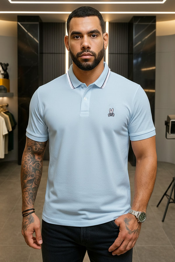 Camiseta 22370 Tipo Polo Azul Para Hombre