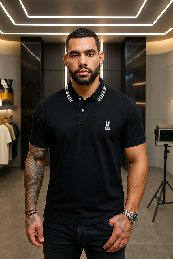 Camiseta 22370 Tipo Polo Negra Para Hombre