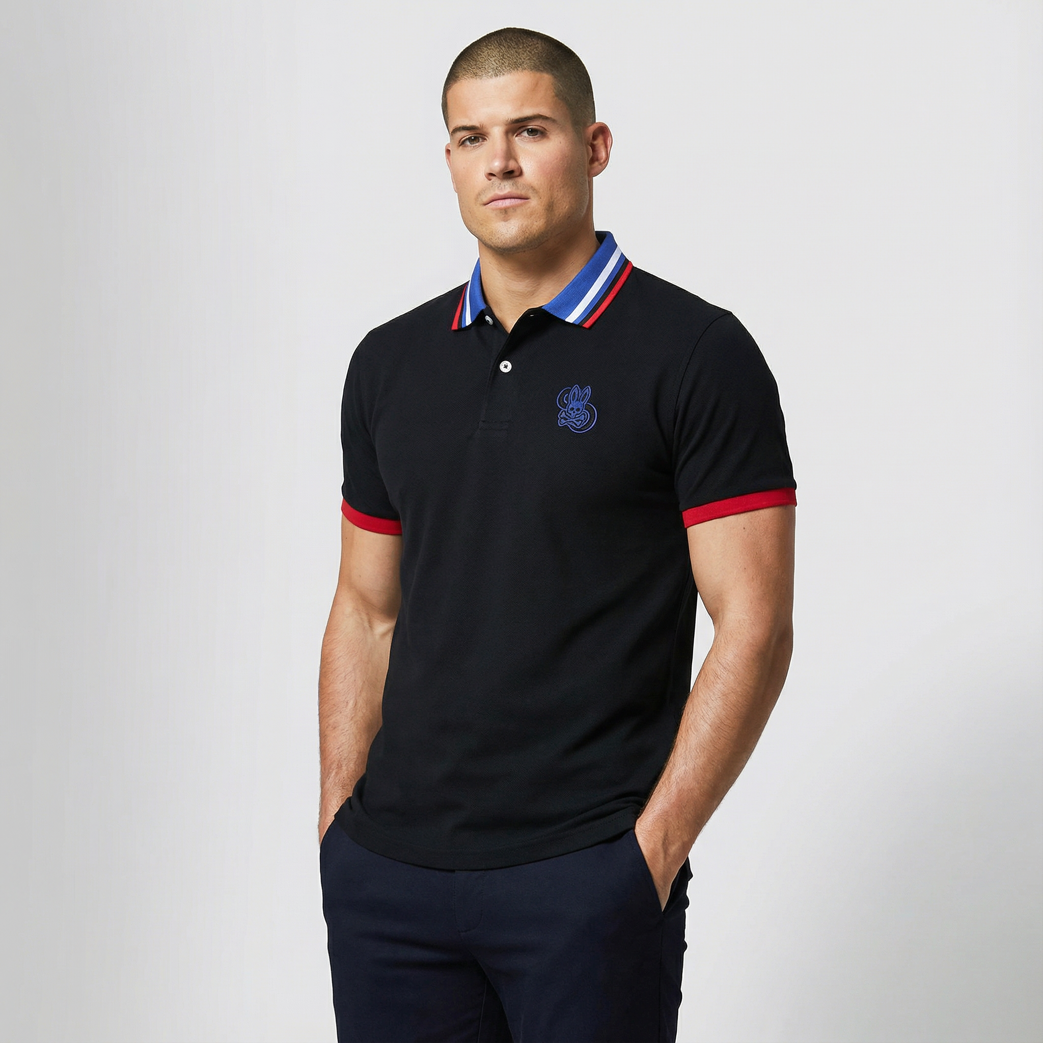 Camiseta 22466# Tipo Polo Negra Para Hombre