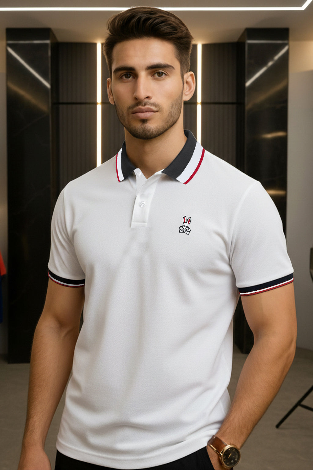 Camiseta 22474 Tipo Polo Blanca Para Hombre