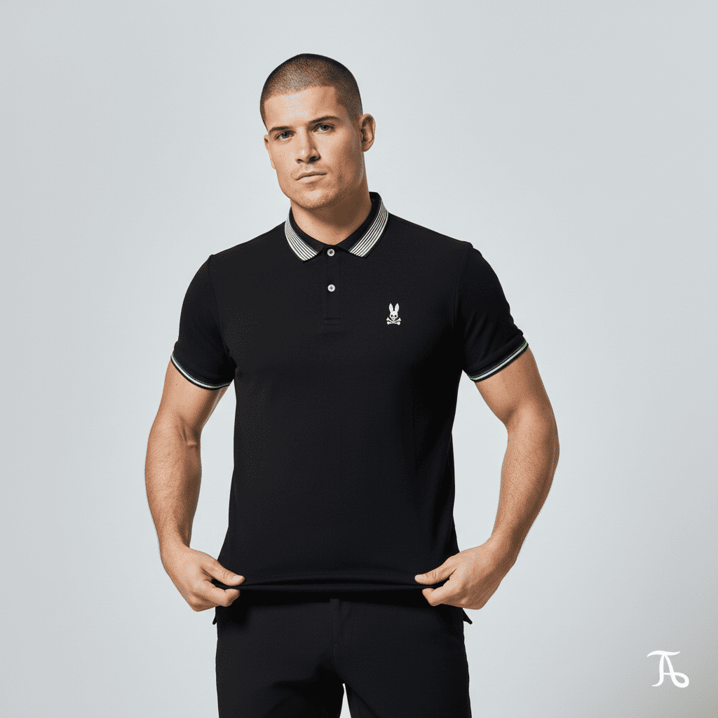 Camiseta 22476# Tipo Polo Negra Para Hombre