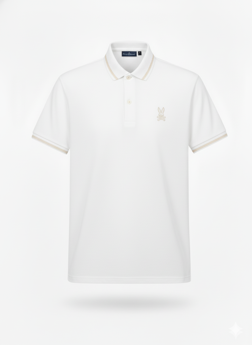 Camiseta 34593# Tipo Polo Blanca Para Hombre