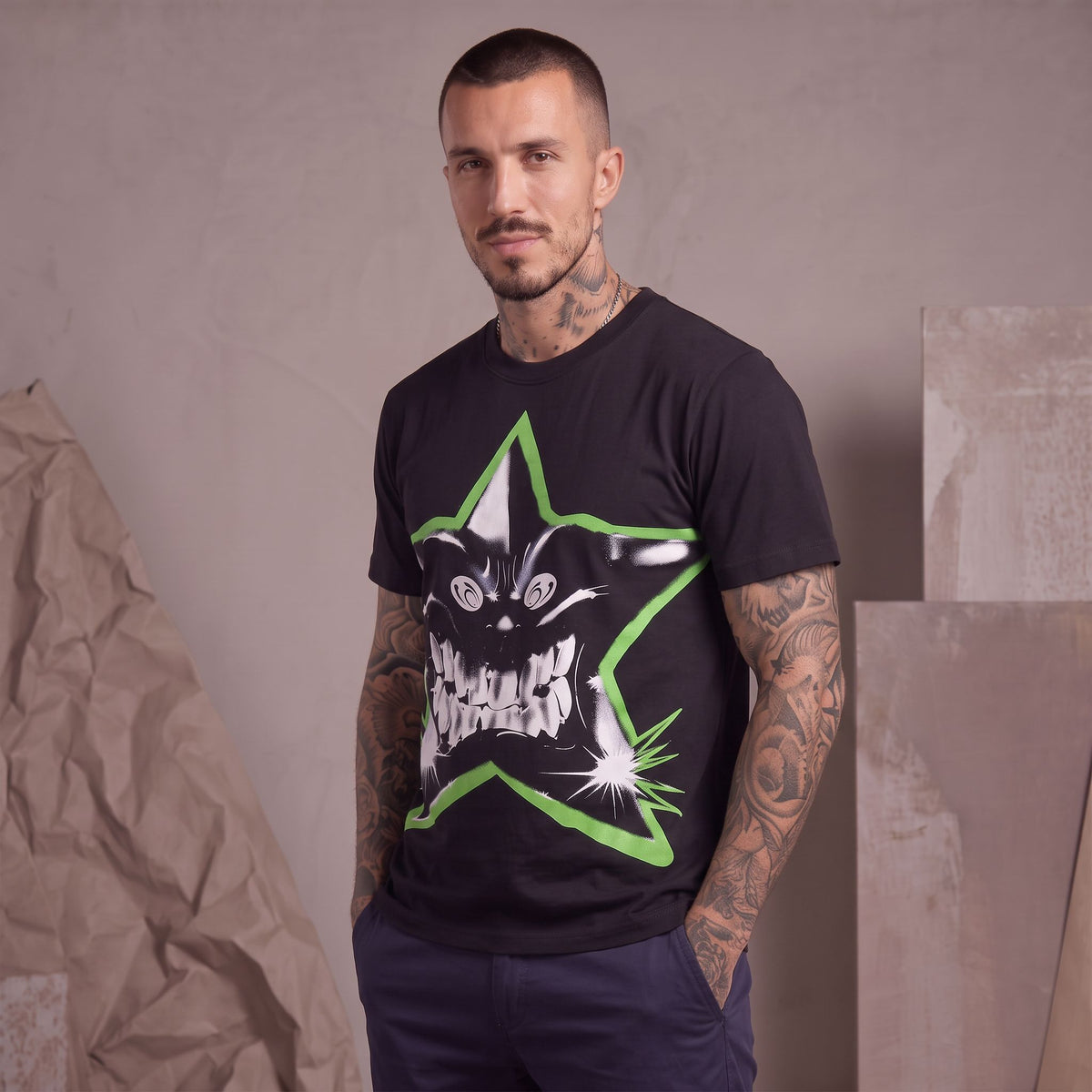 Camiseta 661117 Estampada Negro para hombre
