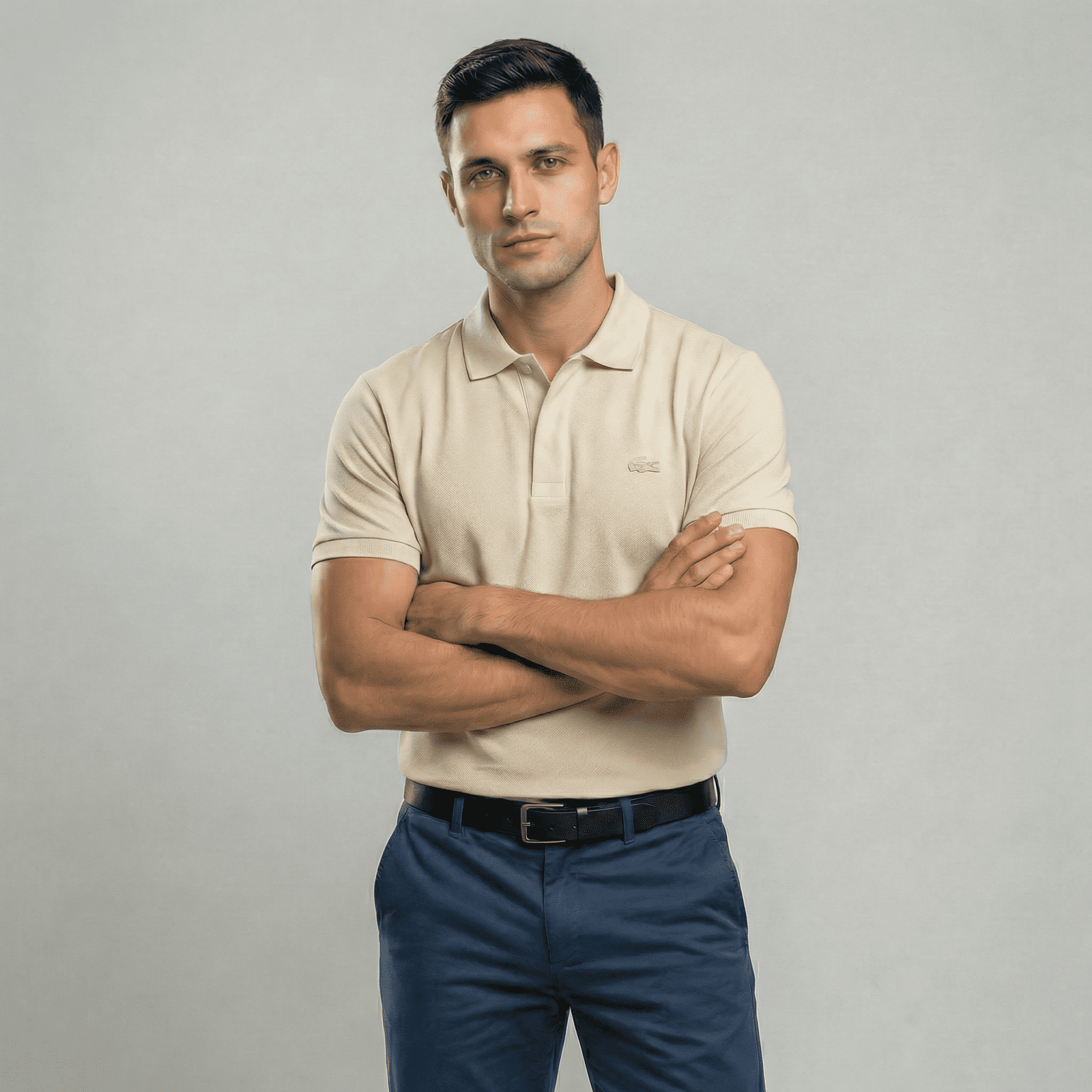 Camiseta 38032 Tipo Polo Crema Para Hombre