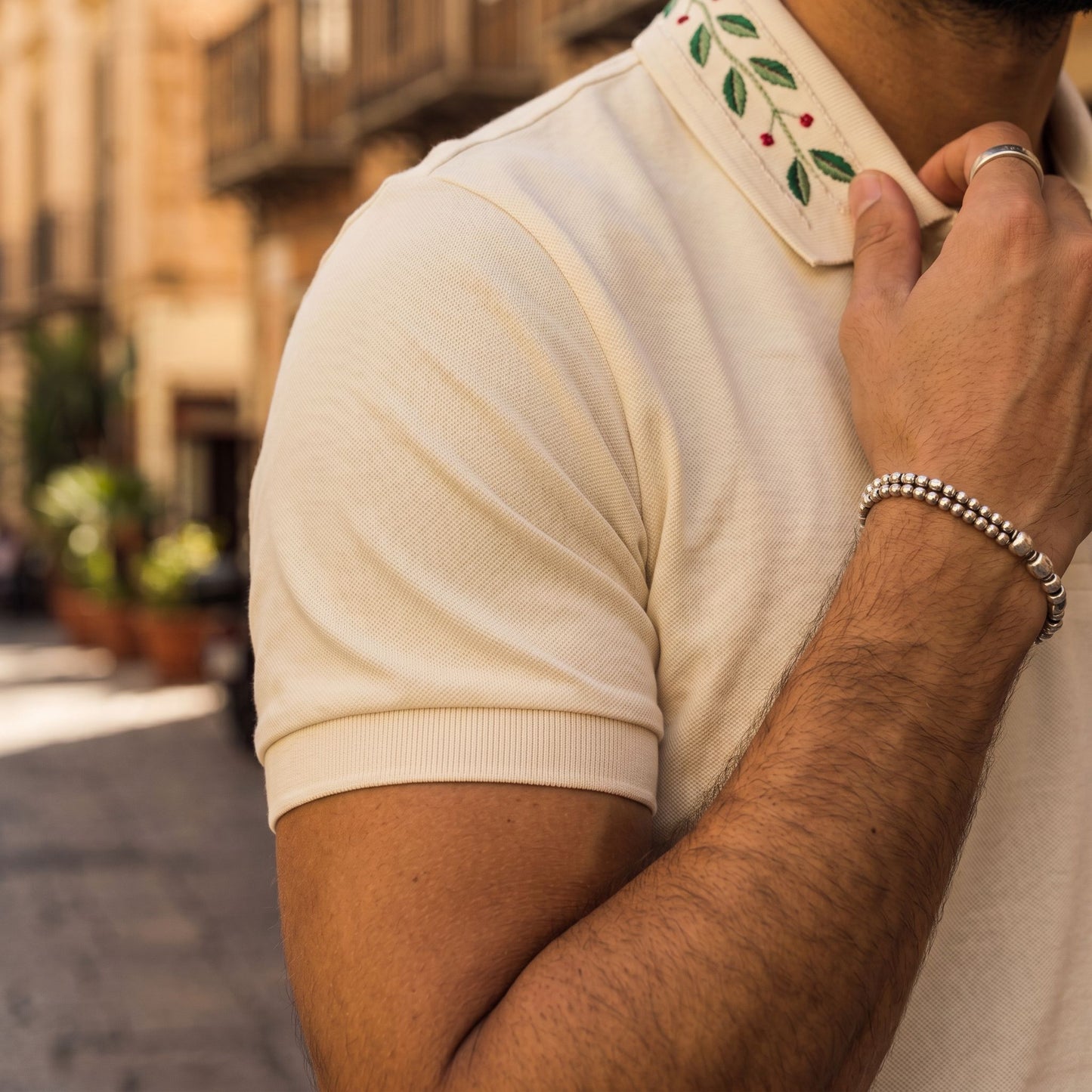 Camiseta 185036 Tipo Polo Crema para hombre