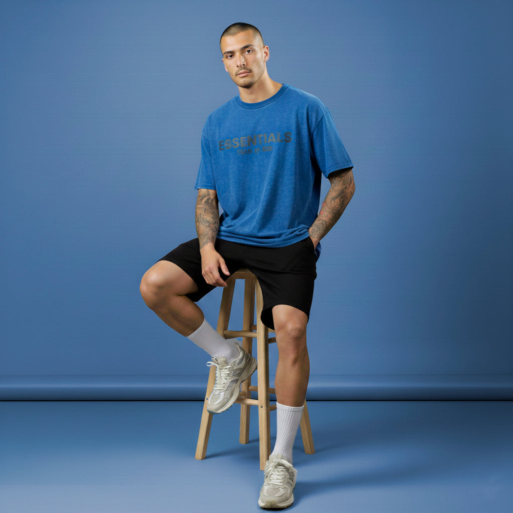 Camiseta 528001*1 Oversize Pickling Azul Para Hombre