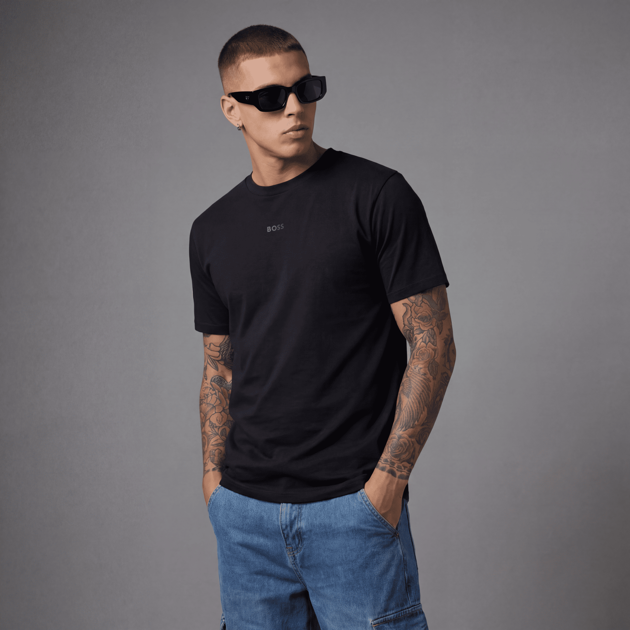 Camiseta B66048 Básica Negra Para Hombre