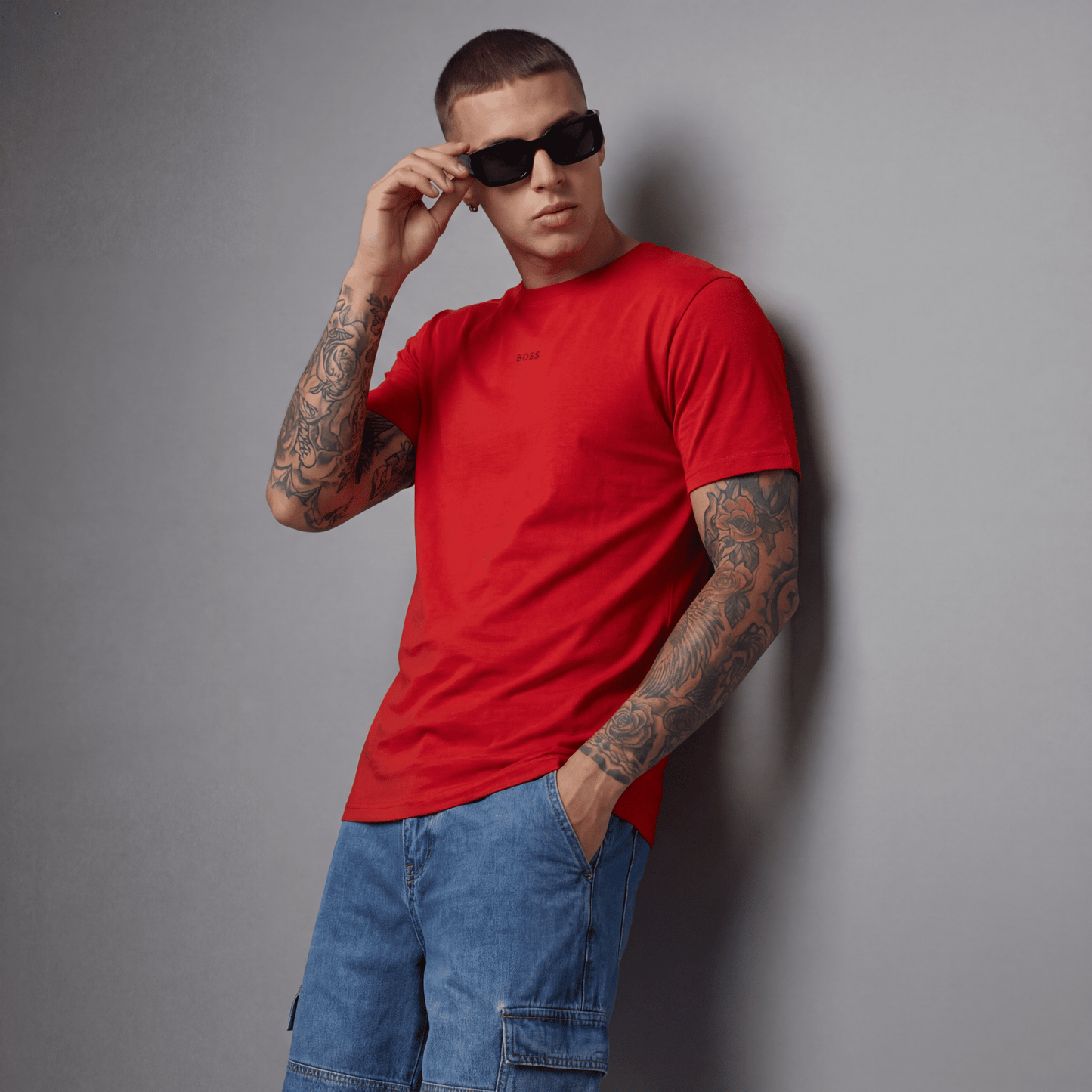 Camiseta B66048 Básica Roja Para Hombre
