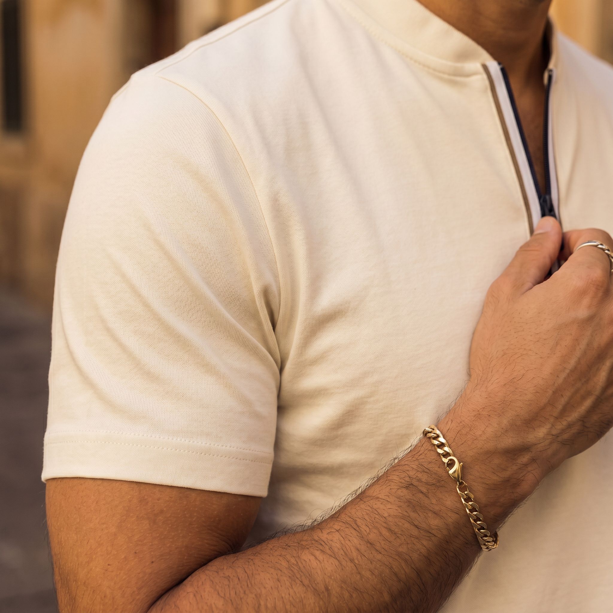Camiseta 921082 Tipo Polo Crema para hombre