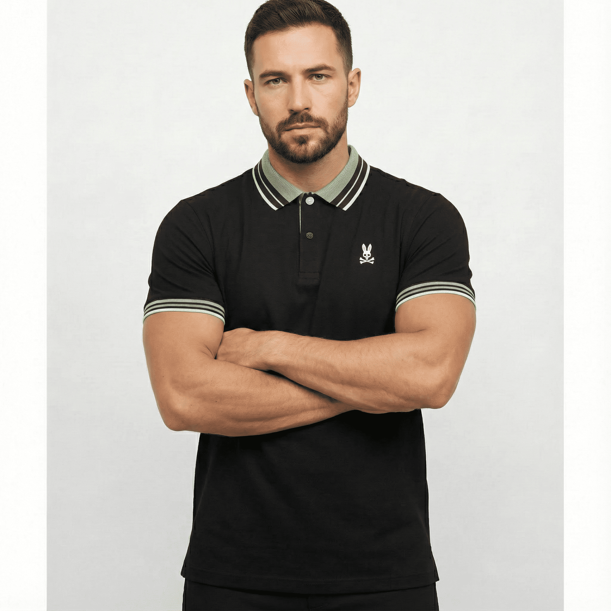 Camiseta 8286-8# Tipo Polo Negra Para Hombre