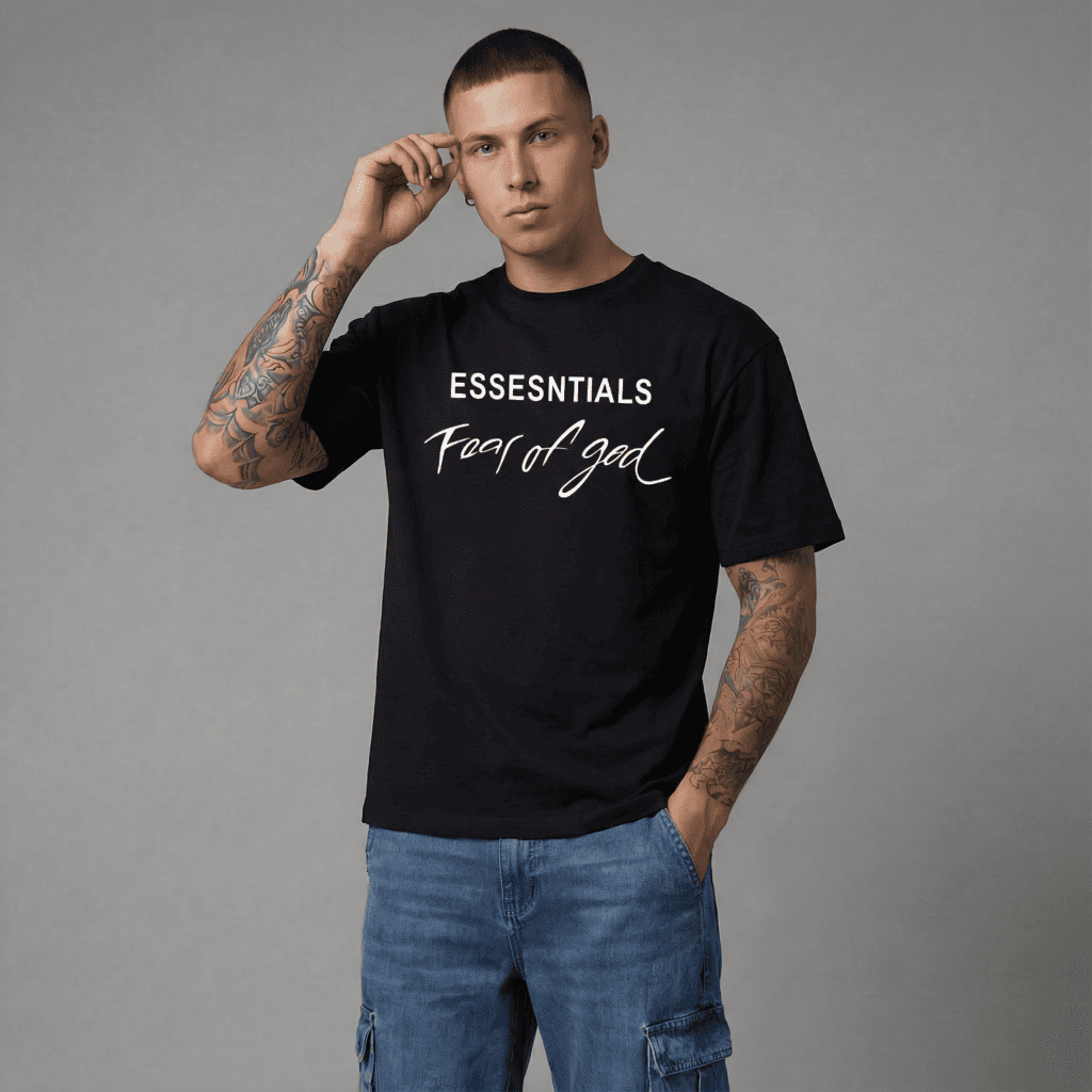 Camiseta 834037 Oversize Negra Para Hombre