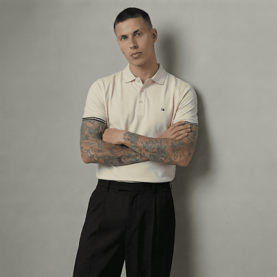 Camiseta 918003 Tipo Polo Crema Para Hombre