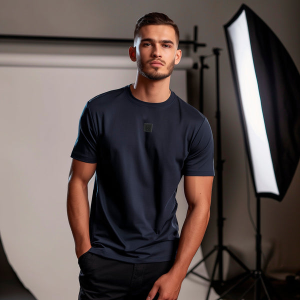 Camiseta B66002 Básica Azul Oscuro Para Hombre