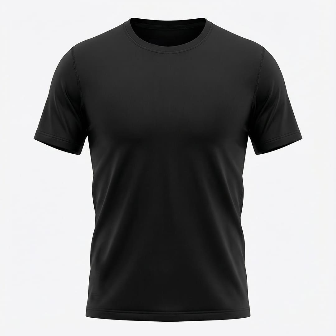 Camiseta Deportiva Básica Negra Para Hombre Ref. CAM12