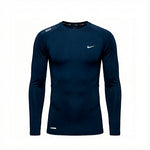 Camiseta Manga Larga Deportiva Azul Oscuro Para Hombre Ref. CAMBU01