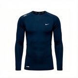 Camiseta Manga Larga Deportiva Azul Oscuro Para Hombre Ref. CAMBU01