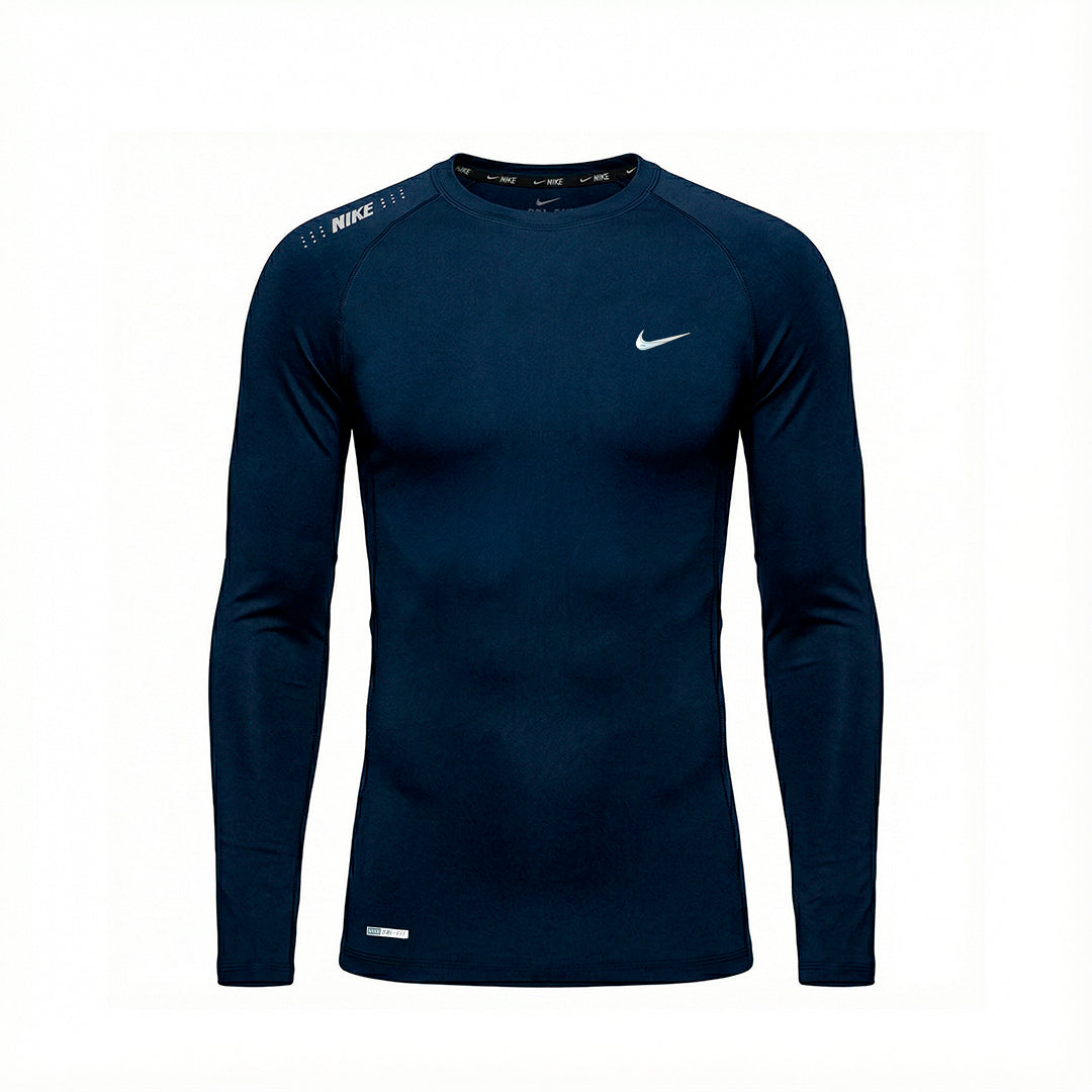 Camiseta Manga Larga Deportiva Azul Oscuro Para Hombre Ref. CAMBU01