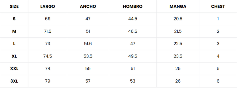 Guía de tallas para Camiseta 66632 Básica Crema Para Hombre
