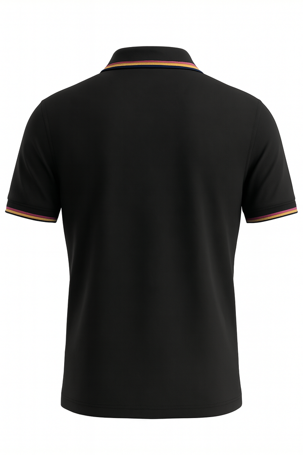 Camiseta 22342# Tipo Polo Negra Para Hombre