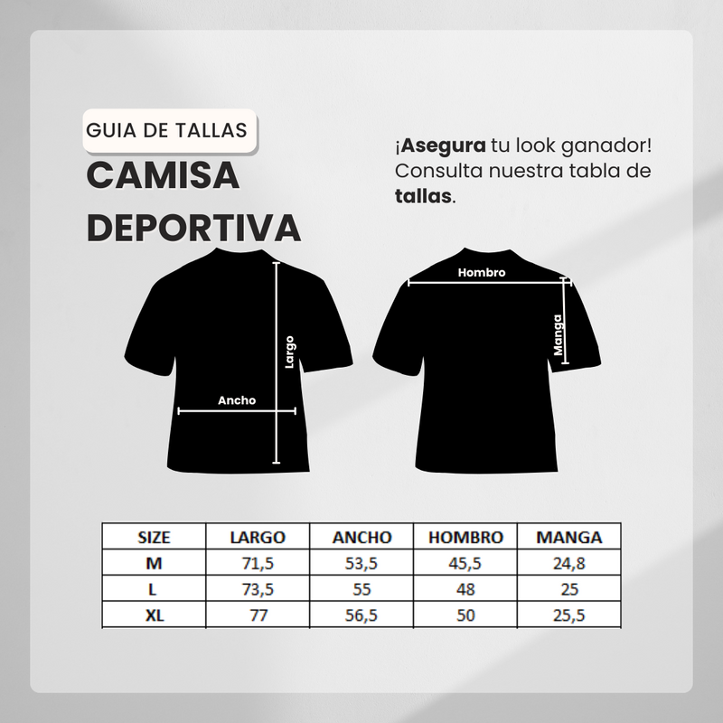 Guía de tallas para Camiseta Deportiva Blanca Para Hombre Ref. CAM05 V2