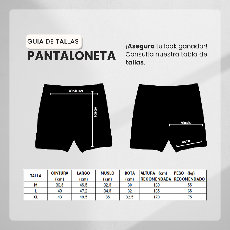 Guía de tallas para Pantaloneta Deportiva Negra Para Hombre Ref. PAN09 V2