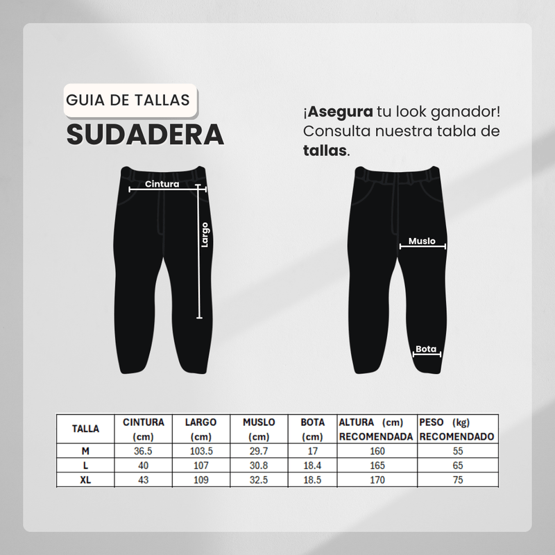 Guía de tallas para Sudadera Deportiva Crema Para Hombre Ref. SUD06