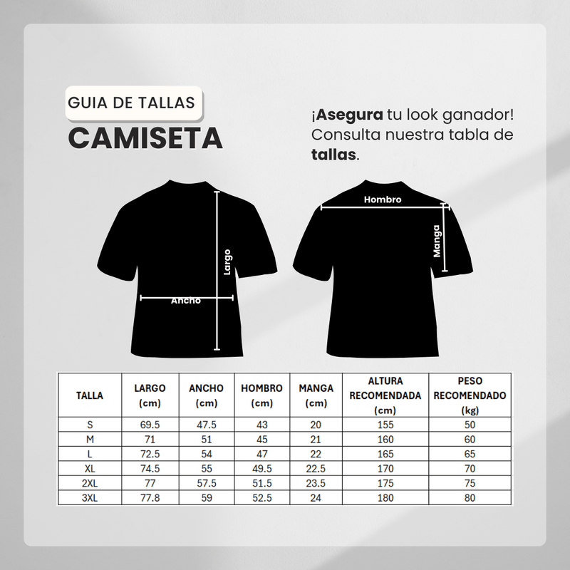 Guía de tallas para Camiseta 66778 Estampada Negra Para Hombre