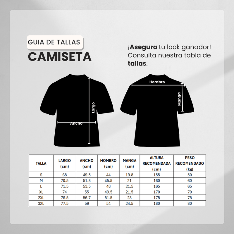 Guía de tallas para Camiseta 66787 Estampada Blanca Para Hombre