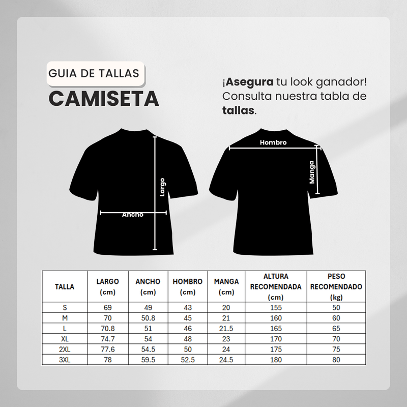 Guía de tallas para Camiseta 786857 Estampada Blanca Para Hombre