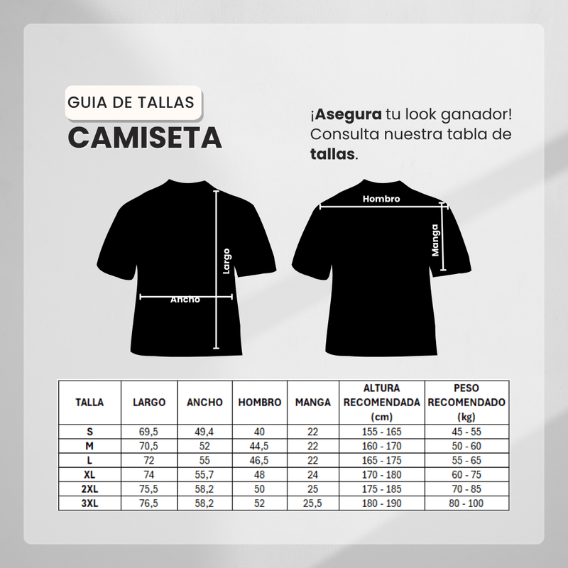 Guía de tallas para Camiseta 786899 Estampada Blanca Para Hombre