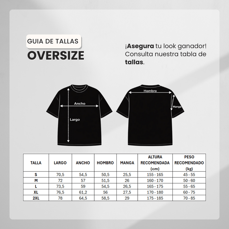 Guía de tallas para Camiseta 788355 Oversize Azul Oscuro Para Hombre