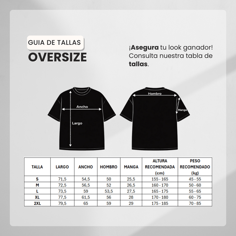 Guía de tallas para Camiseta 788382 Oversize Negra Para Hombre