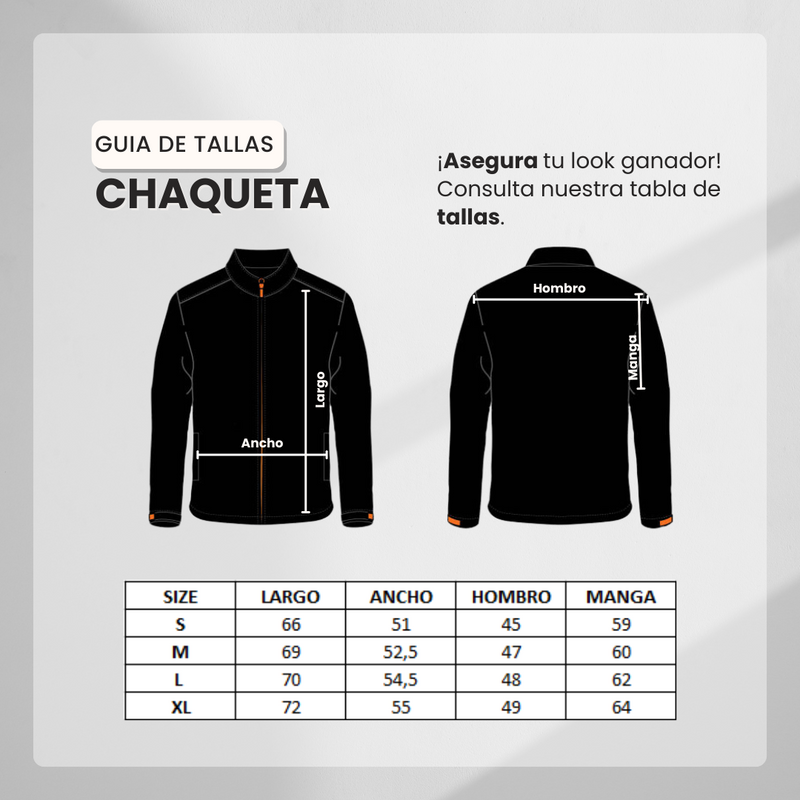 Guía de tallas para Chaqueta Deportiva Blanca Para Hombre Ref. CHA11