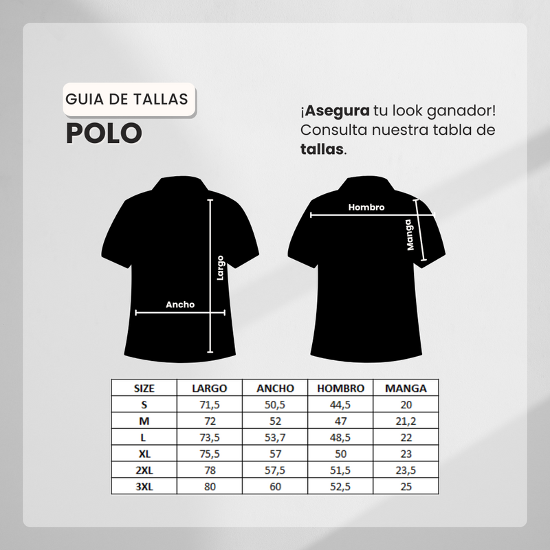 Guía de tallas para Camiseta 22336# Tipo Polo Azul Oscuro Para Hombre