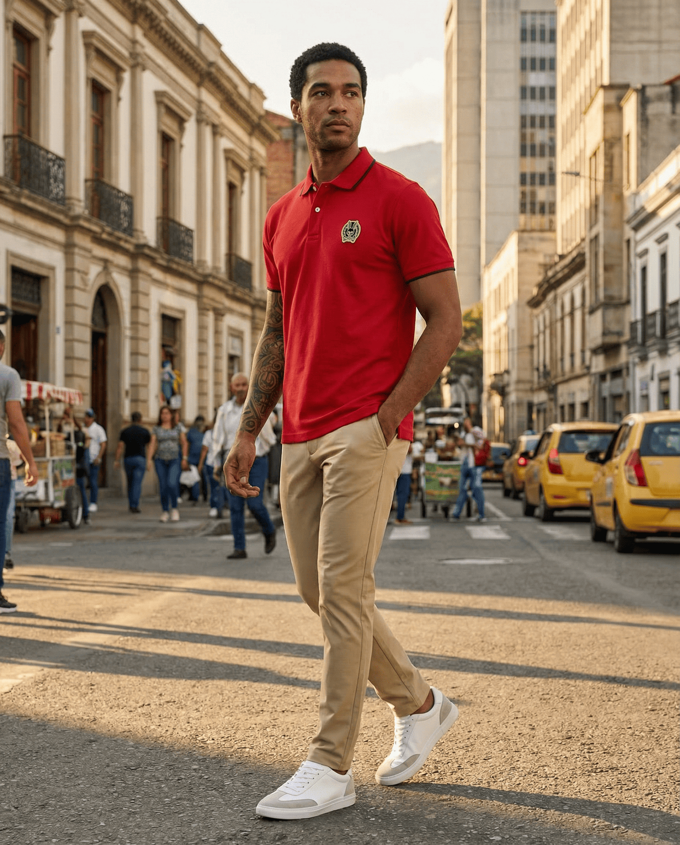 Camiseta 22369# Tipo Polo Roja Para Hombre
