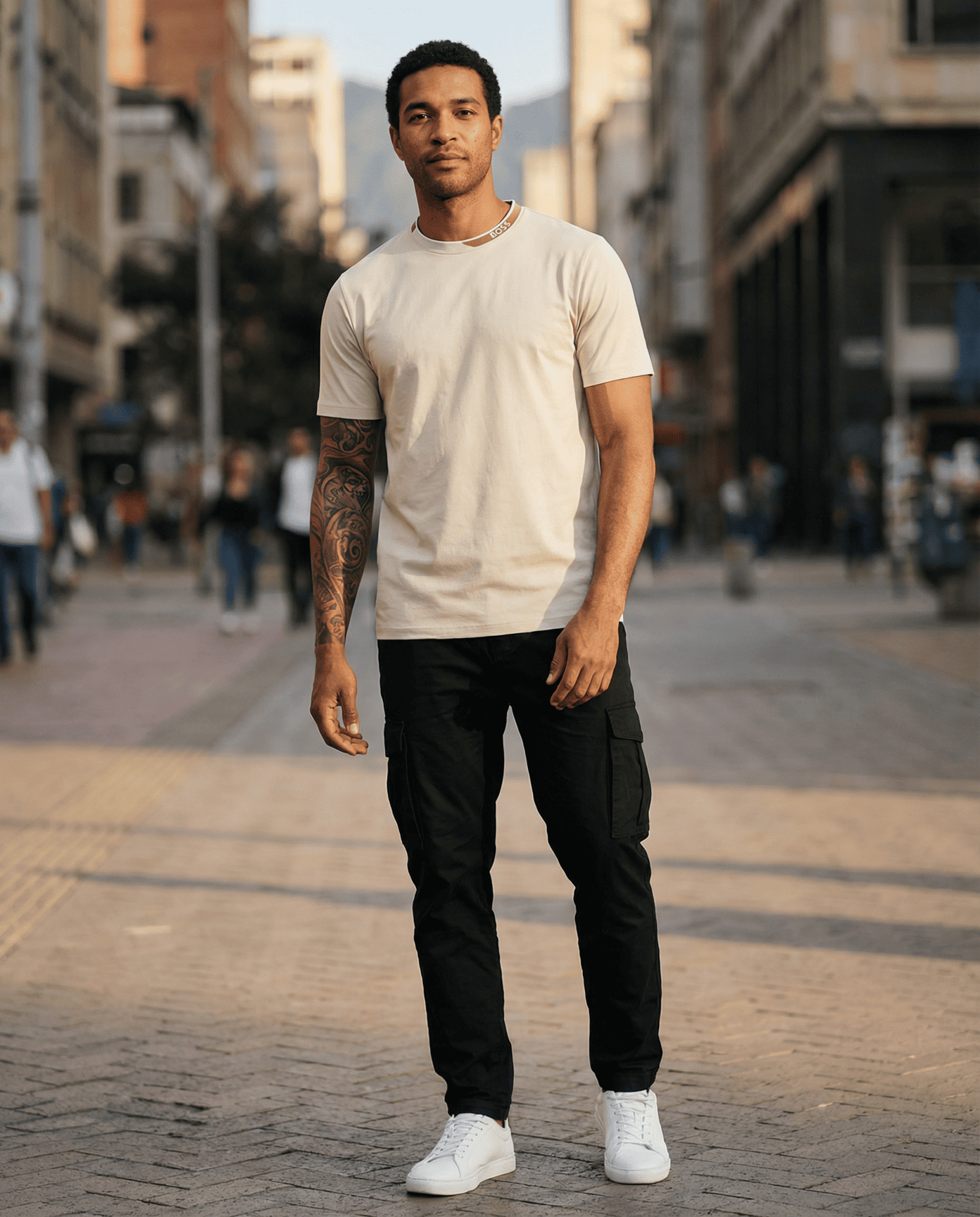 Camiseta 36023 Básica Crema Para Hombre