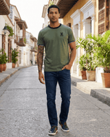 Camiseta 66632 Básica Verde Oscuro Para Hombre