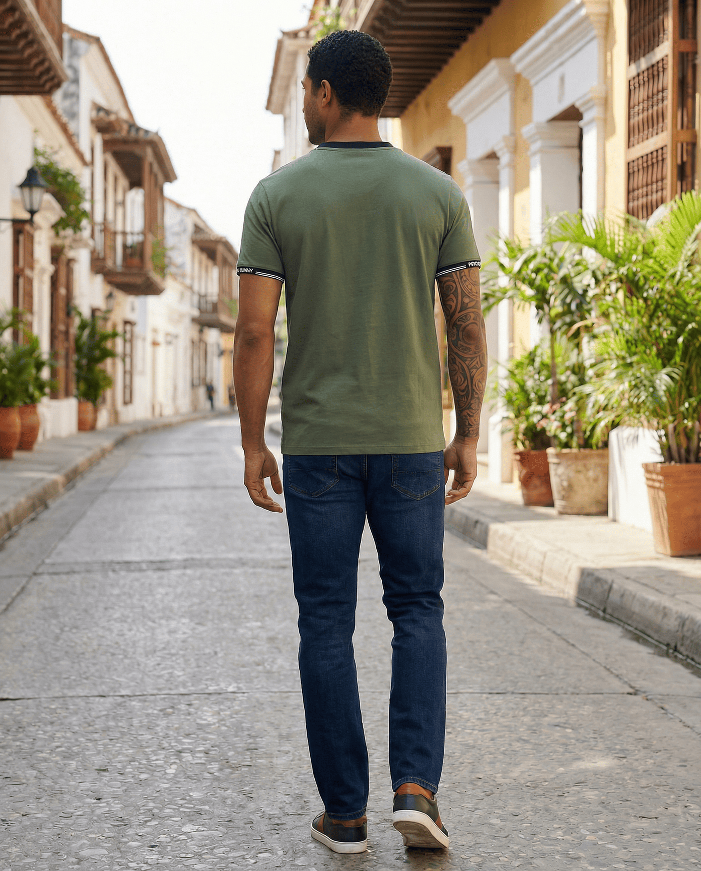 Camiseta 66632 Básica Verde Oscuro Para Hombre