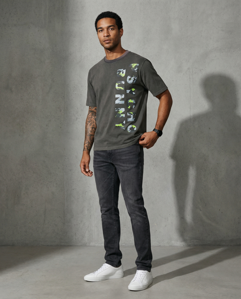Camiseta 834003 Oversize Pickling Gris Para Hombre