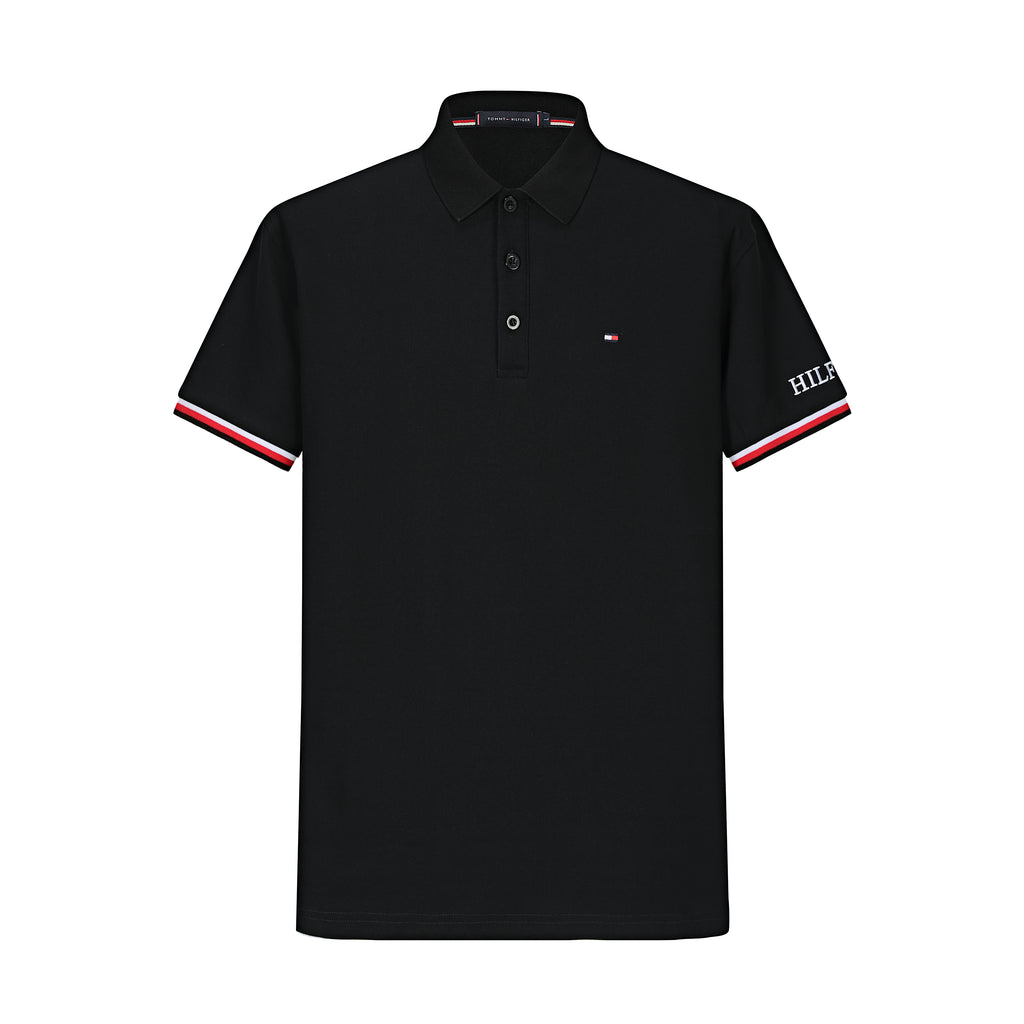 Camiseta TM005# Tipo Polo Negra Para Hombre