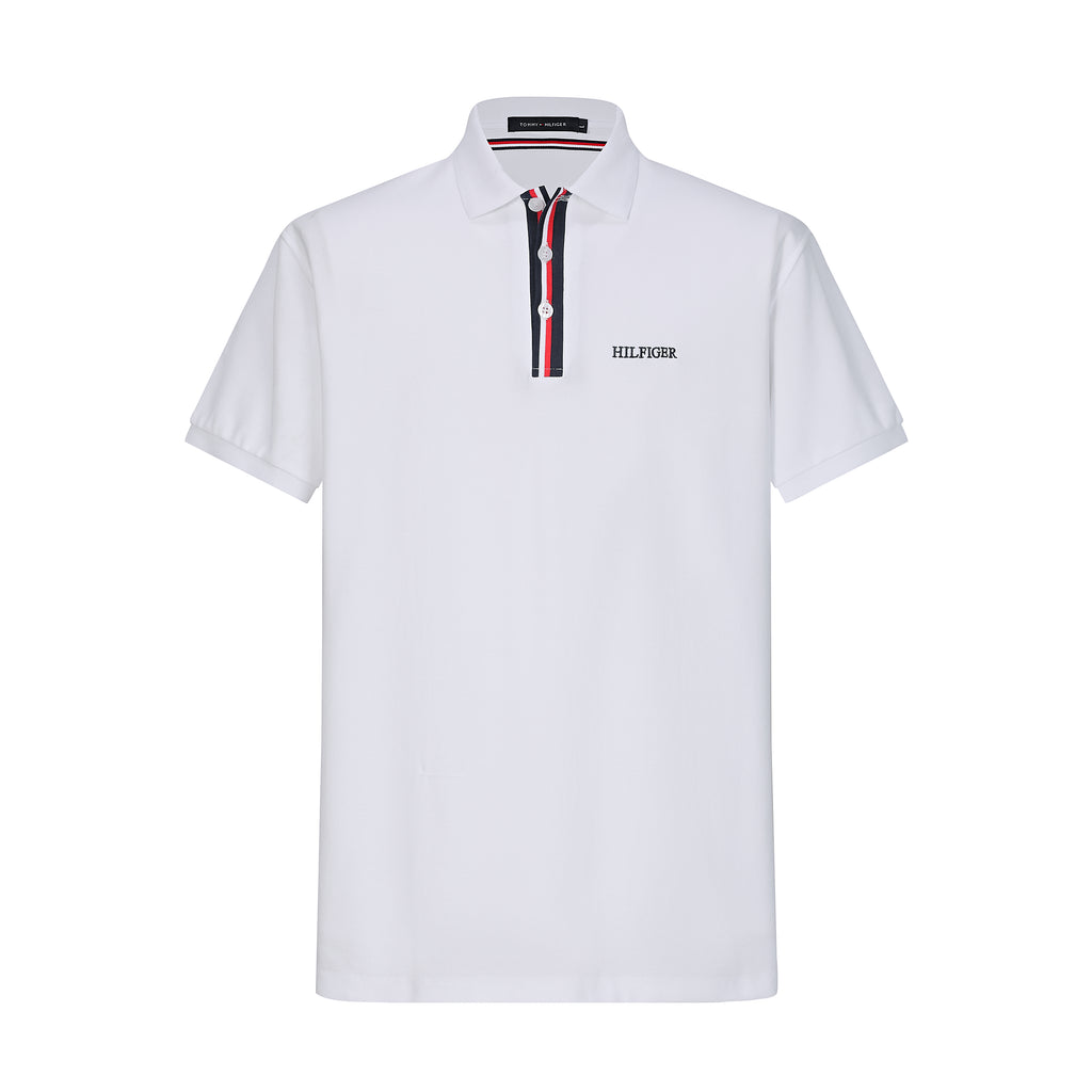 Camiseta TM002# Tipo Polo Blanca Para Hombre