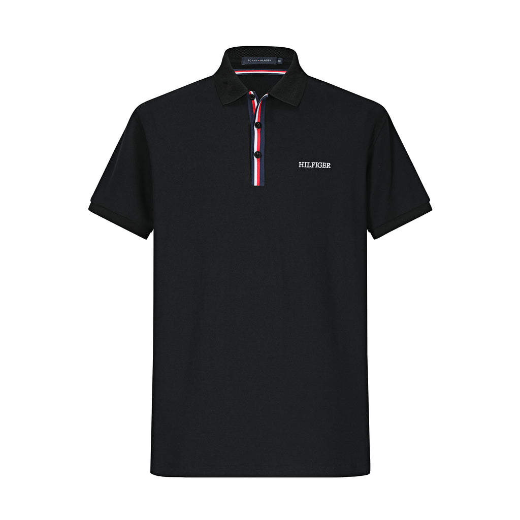 Camiseta TM002# Tipo Polo Negra Para Hombre